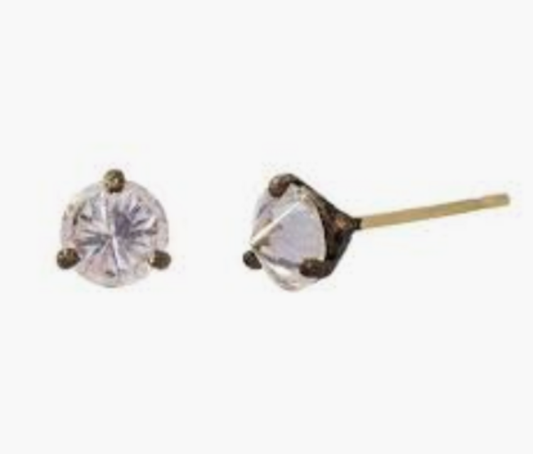 TAP Earrings: 14k WG Darkened Prong Set Diamond Studs, 1.02ct