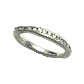 TAP Irregular Sterling Silver Channel Set Diamond Band