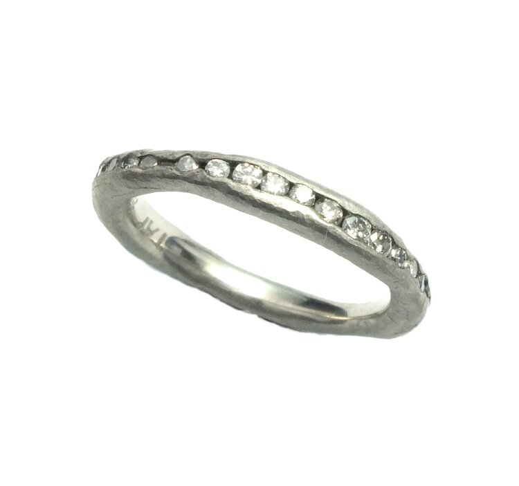 TAP Irregular Sterling Silver Channel Set Diamond Band