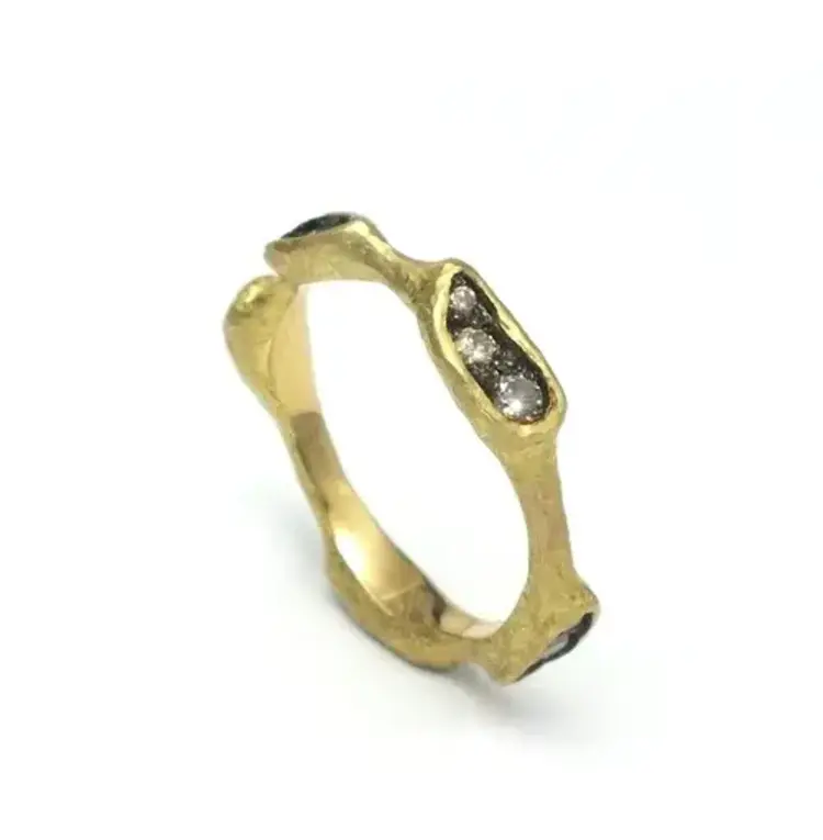 TAP 14K WG Ring Set with Inverted & Regular Diamonds