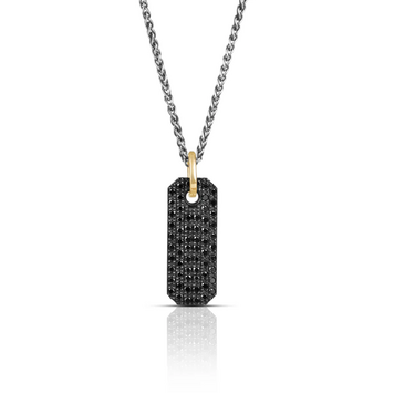 925SUNEERA Logan Bar Pendant Black Rhodium Finish Silver and Pave Champagne Diamonds