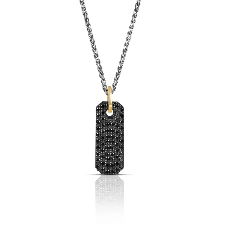 925SUNEERA Logan Bar Pendant Black Rhodium Finish Silver and Pave Champagne Diamonds