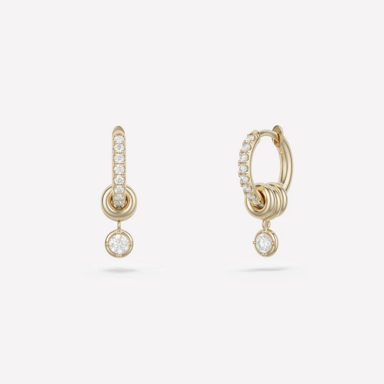 Spinelli Kilcollin Zahra Pavé Yellow Gold  White Diamond Earrings