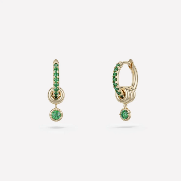 Spinelli Kilcollin Zahra Pavé Yellow Gold Emerald Earrings