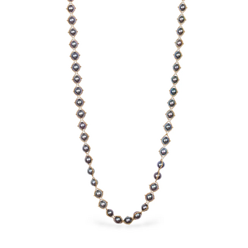 Amali Grey Akoya Pearl Woven Necklace