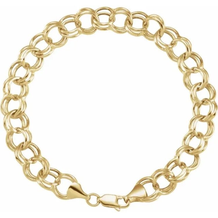Elements by E79  Chain Necklaces 14K Yellow Gold 5.7 mm Hollow Double Cable 7.25" Chain