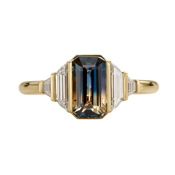 Artemer Veridian Emerald Cut Parti Sapphire & Diamond Ring