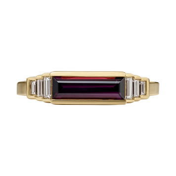 Artemer Mulberry Spinel & Baguette Diamond Ring in 18K Gold
