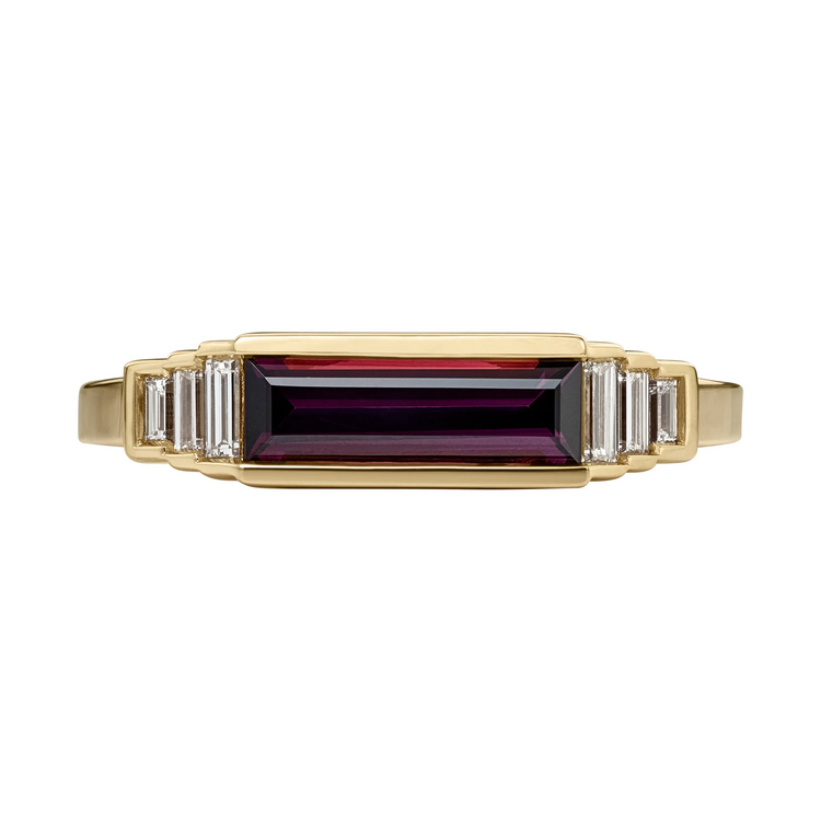 Artemer Mulberry Spinel & Baguette Diamond Ring in 18K Gold