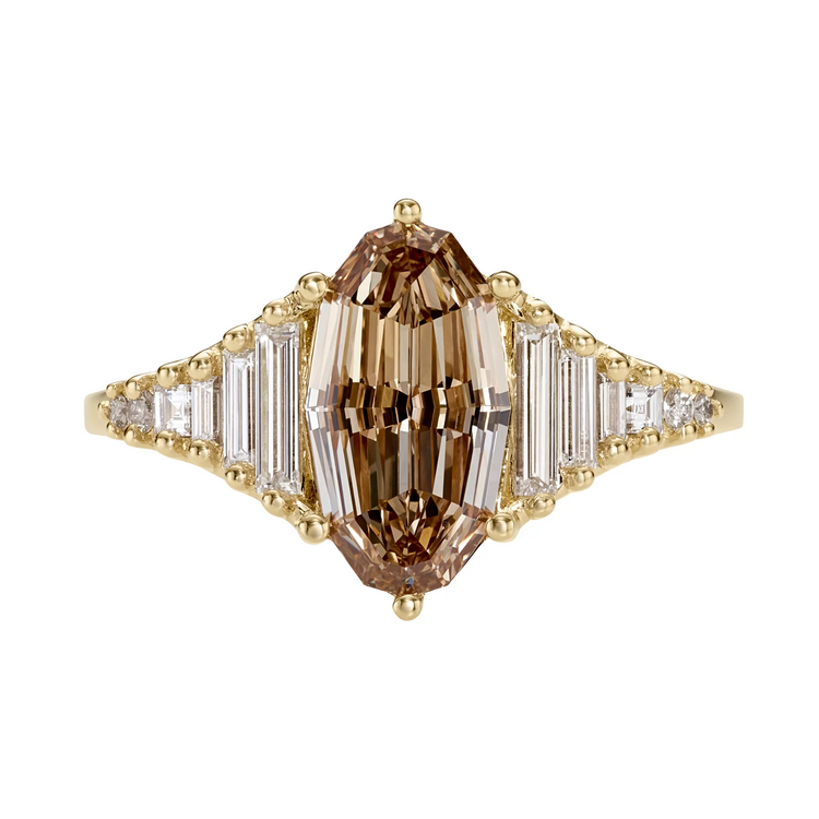 Artemer Zeppelin Fancy Color Brown Diamond Engagement Ring in Oval Step Cut