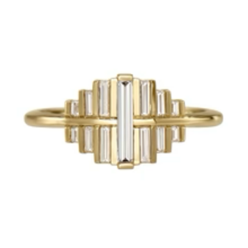 Artemer Skyline Art Deco Engagement Ring with Baguette Diamonds