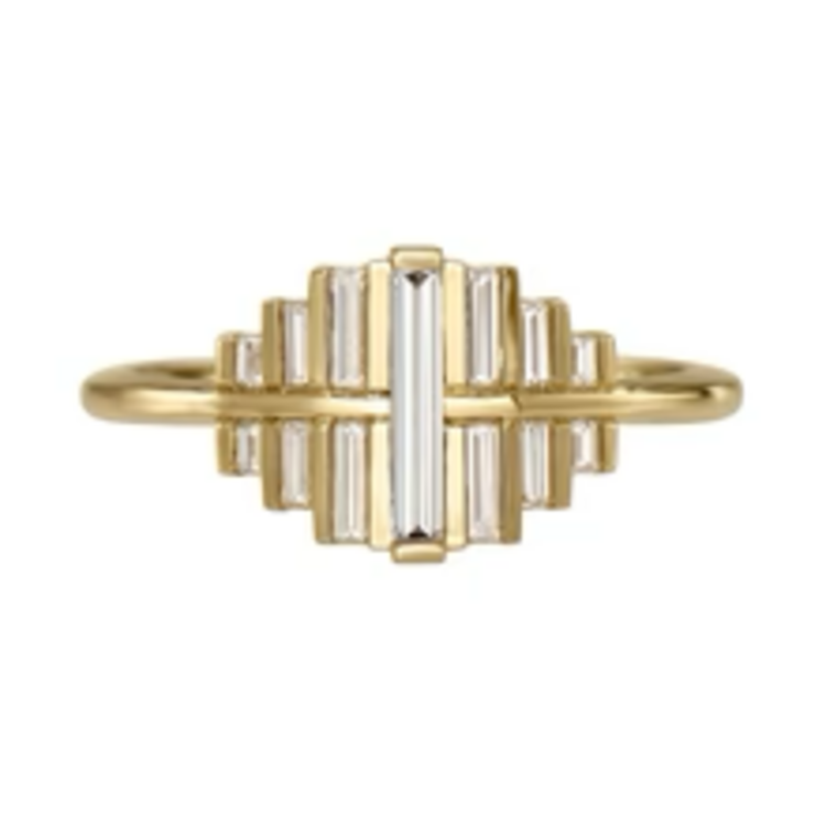 Artemer Skyline Art Deco Engagement Ring with Baguette Diamonds