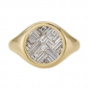Artemer Lattice Baguette & Carre Diamond Signet Ring