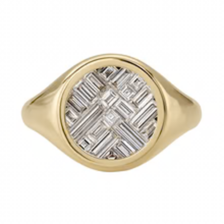 Artemer Lattice Baguette & Carre Diamond Signet Ring