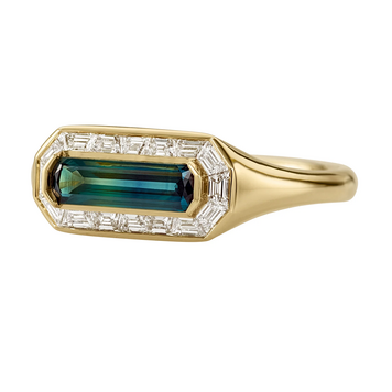 Artemer Alexandrite Engagement Ring with Trapeze Diamond Halo