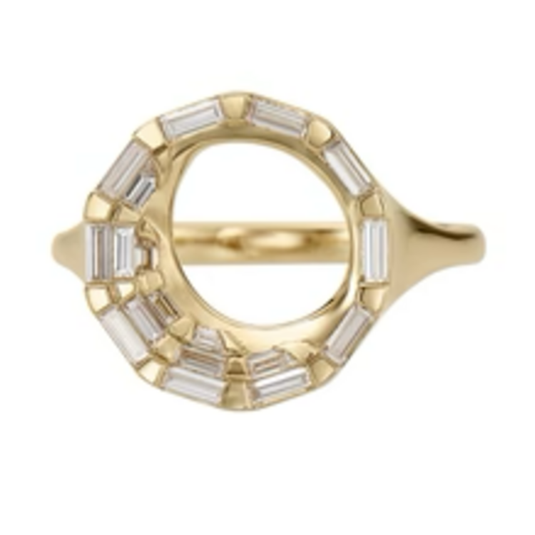 Artemer Cirrus Baguette Diamond & Gold Open Circle Ring