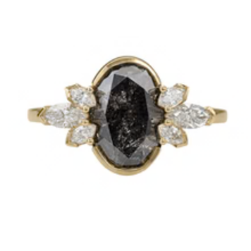 Artemer Black Tulip Oval Salt & Pepper Diamond Engagement Ring