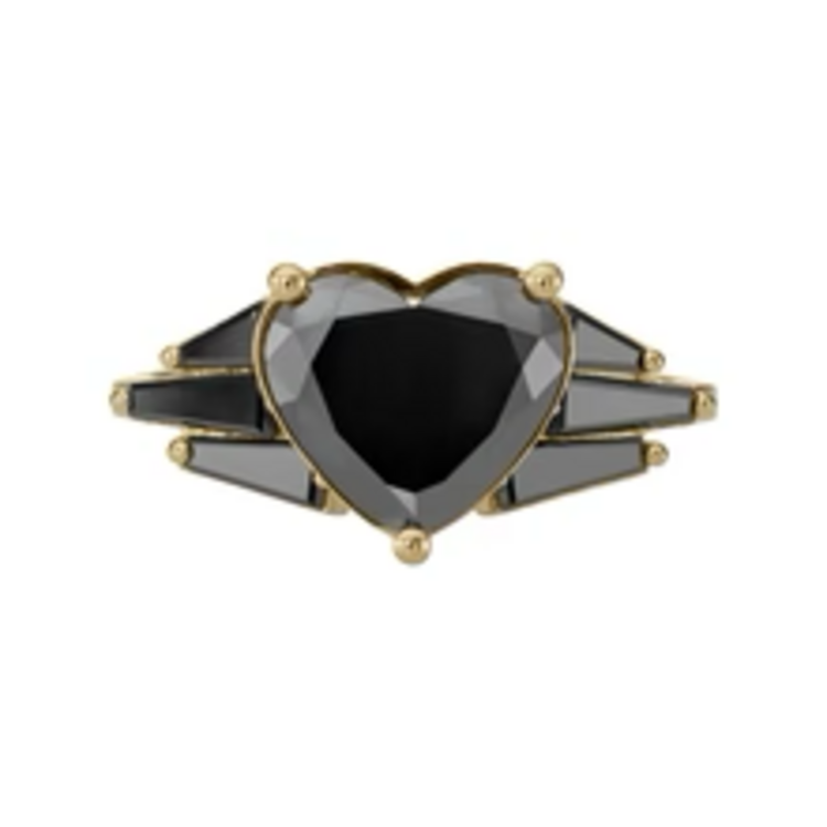 Artemer Black Diamond Winged Heart Engagement Ring