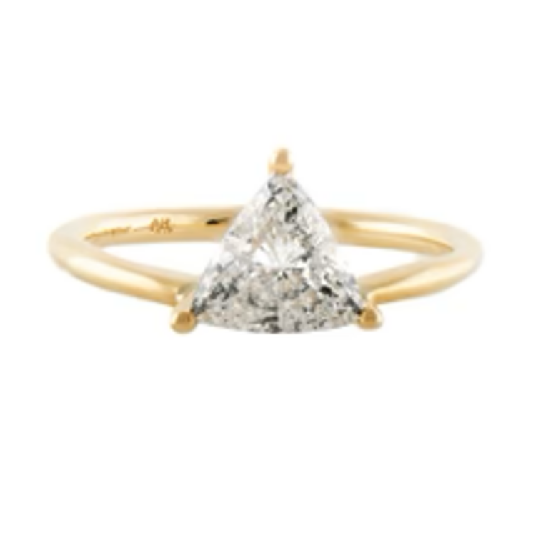 Solitaire Engagement Ring with Salt and Pepper Triangle Diamond - OOAK
