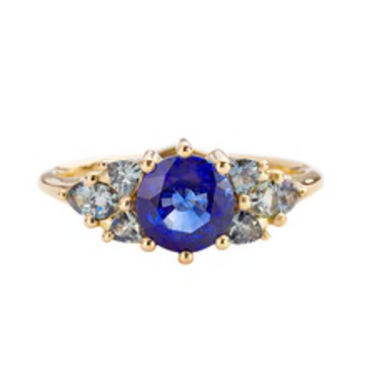 Artemer Blue and Teal Sapphire Cluster Ring