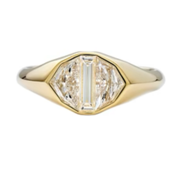 Artemer Modern Signet Ring with Cadillac Cut Diamonds