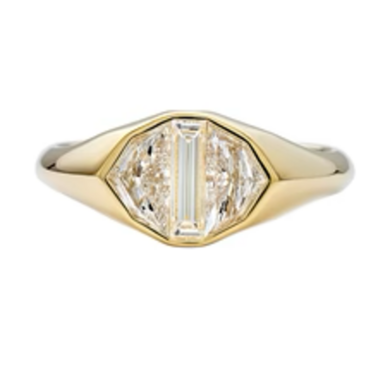 Artemer Modern Signet Ring with Cadillac Cut Diamonds