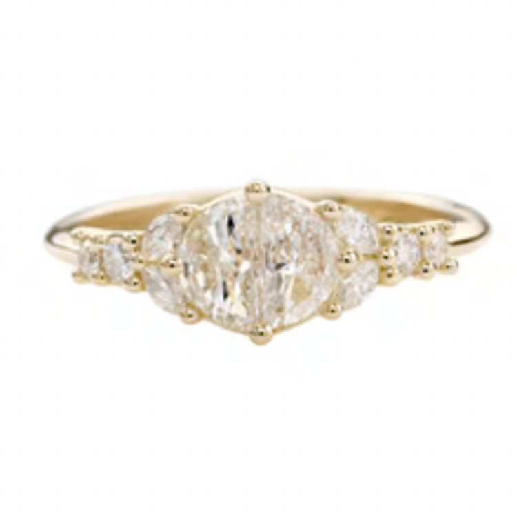 Artemer Luminous Cluster Engagement Ring with Half Moon Cut Diamonds