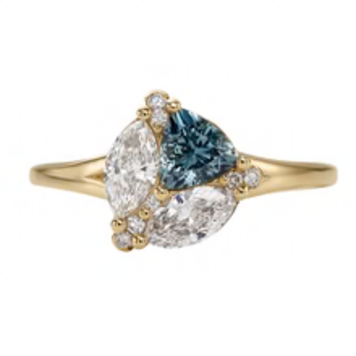Artemer Serene Trillion Teal Sapphire and Marquise Diamond Engagement Ring