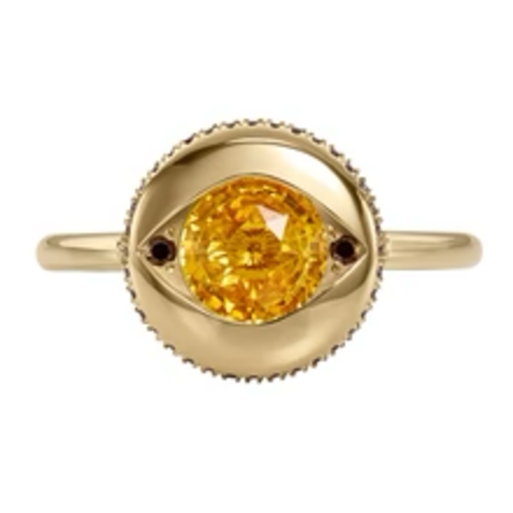 Artemer Ayin Yellow Sapphire & Black Diamond Ring