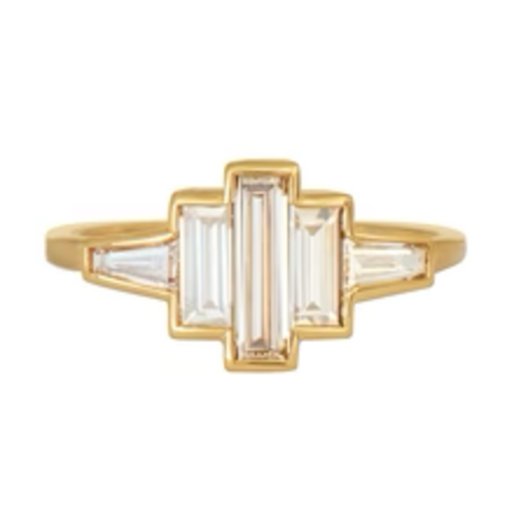 Artemer OOAK Art Deco Inspired Engagement Ring with Baguette Diamonds