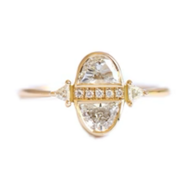 Artemer Half Moon Diamond Engagement Ring - Diamond cluster engagement ring