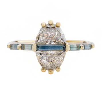 Artemer The Reflection Engagement Ring with Half Moon Cut Diamonds and Sapphires