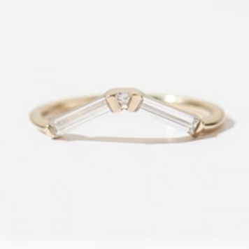 Artemer Chevron Baguette Diamond Wedding Ring