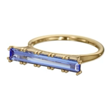 Artemer Lab Grown Sapphire Long Baguette Statement Ring