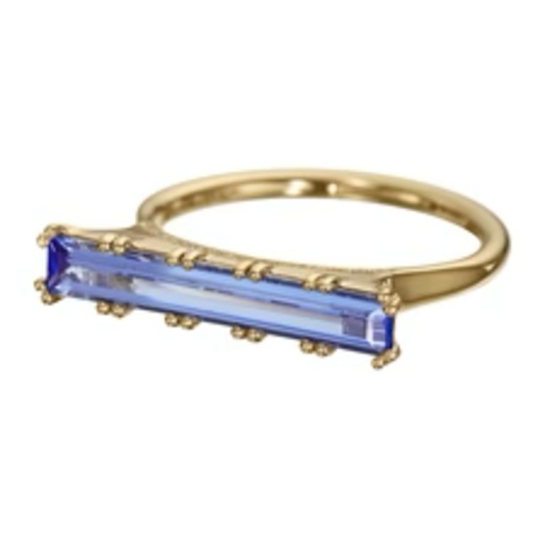 Artemer Lab Grown Sapphire Long Baguette Statement Ring