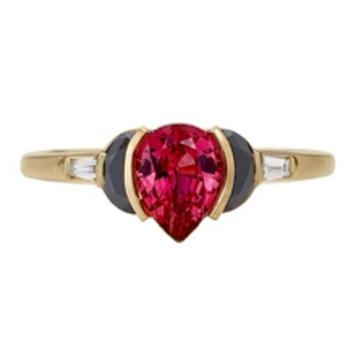 Artemer Vamp OOAK Sapphire Half Moon Black Diamond Engagement Ring