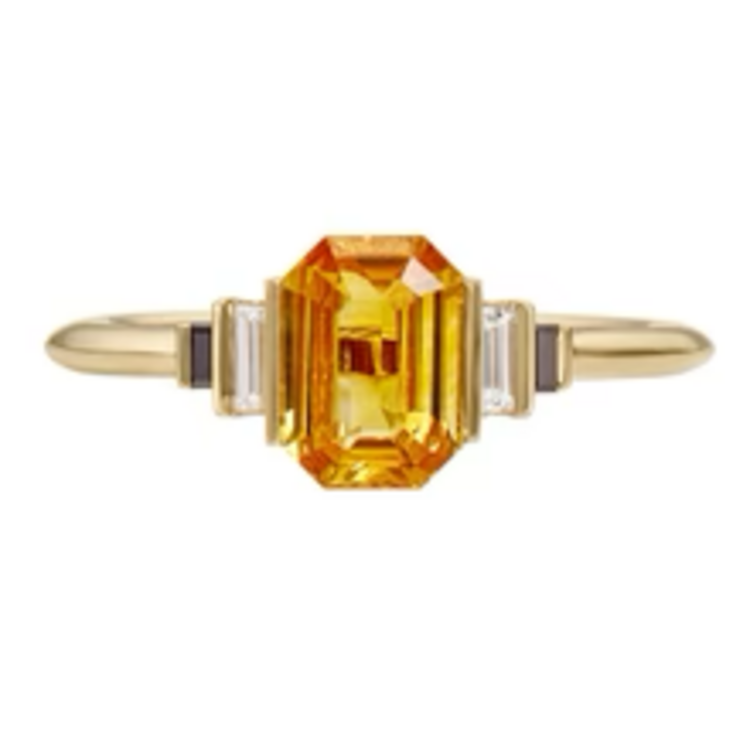 Artemer OOAK Orion Orange Sapphire & Black Diamond Engagement Ring
