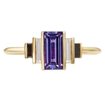 Artemer Carina OOAK Purple Sapphire & Baguette Diamond Engagement Ring
