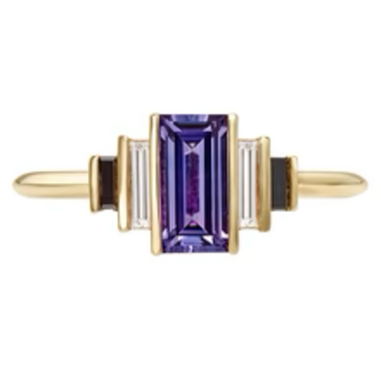 Artemer Carina OOAK Purple Sapphire & Baguette Diamond Engagement Ring