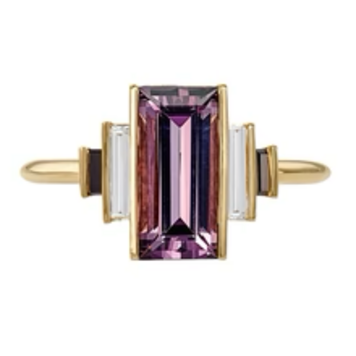 Artemer Lyra OOAK Purple Spinel & Baguette Diamond Engagement Ring