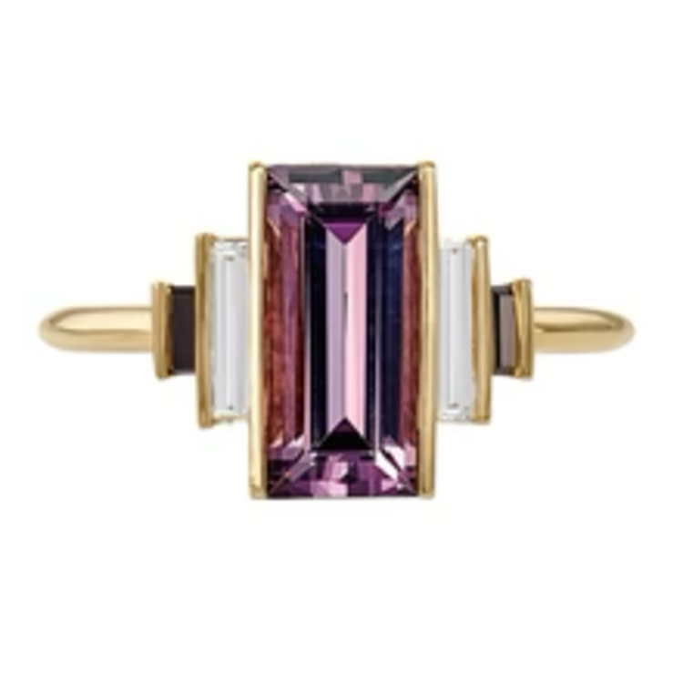 Artemer Lyra OOAK Purple Spinel & Baguette Diamond Engagement Ring