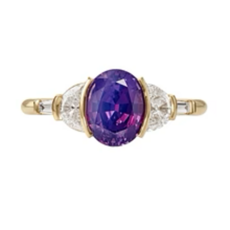 Artemer Neptune Violet Sapphire & Crescent Diamond Engagement Ring