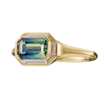 Artemer OOAK Parti Sapphire & Trapezoid Diamond Engagement Ring