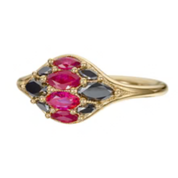 Artemer Dome Marquise Ruby & Black Diamond Ring