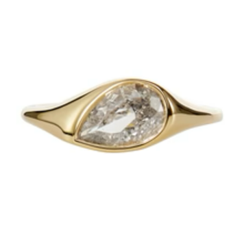 Artemer Elation OOAK Salt & Pepper Pear Cut Diamond Signet Ring