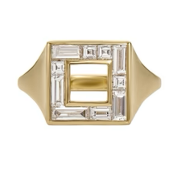 Artemer Geometric Baguette & Carre Diamond Signet Ring