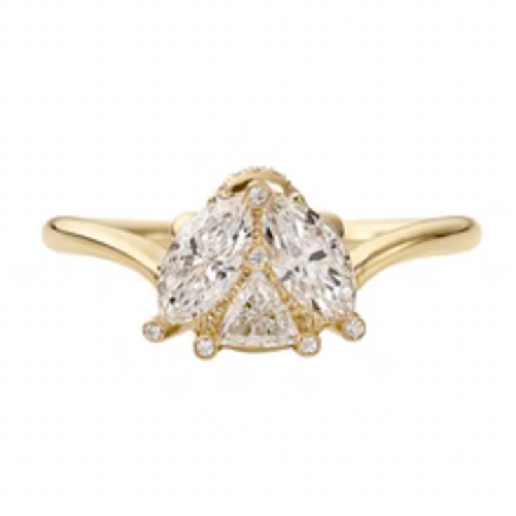 Artemer White Ladybug Triangle Marquise & Brilliant Diamond Engagement Ring