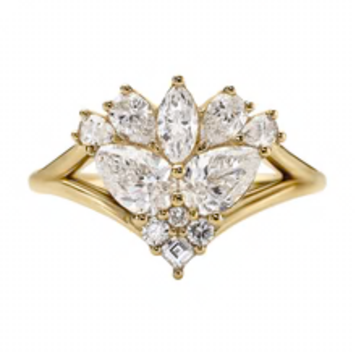 Artemer Monarch Mixed Diamond Cluster Engagement Ring