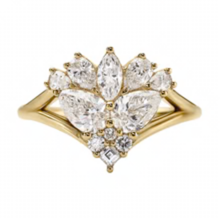 Artemer Monarch Mixed Diamond Cluster Engagement Ring