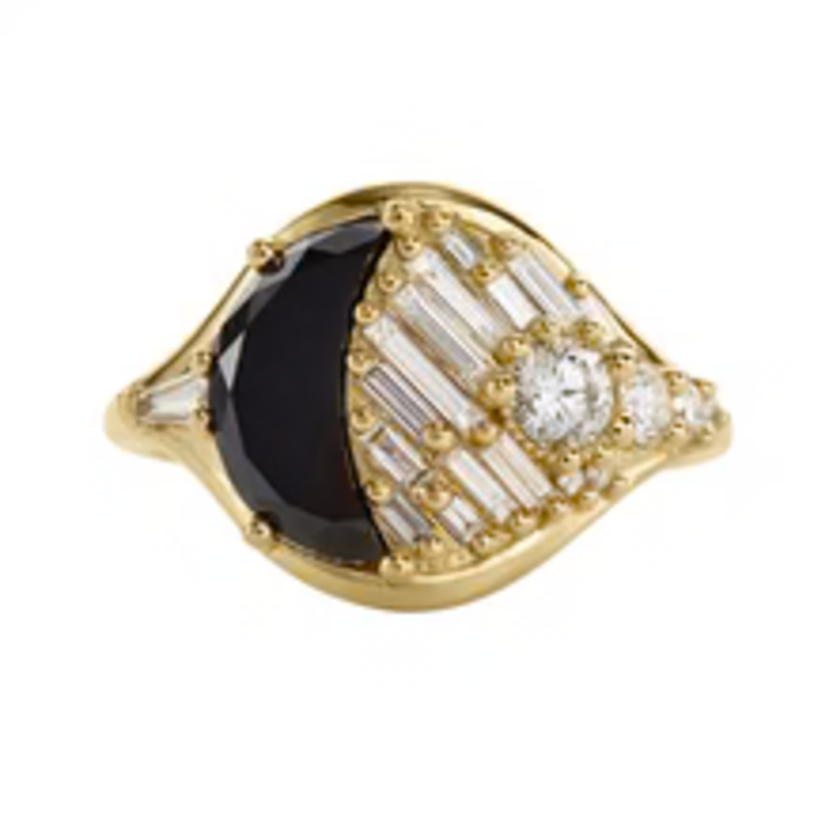 Artemer New Moon Black Diamond Engagement Ring